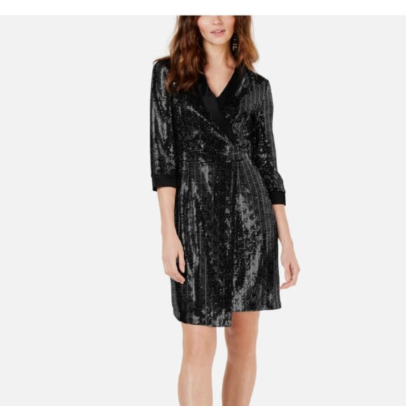 INC International Concepts Dresses & Skirts - INC International Concept Mirror Ball Blazer Dress, Black Size Small
